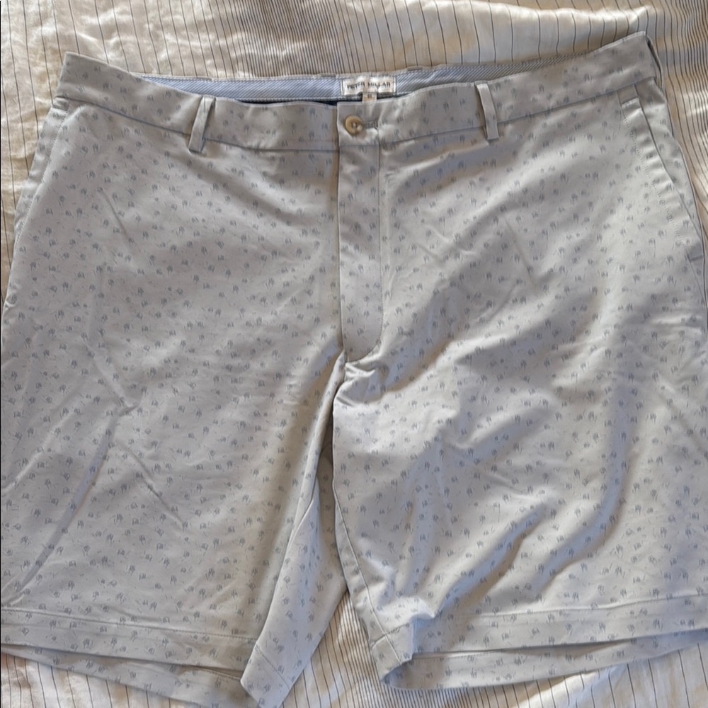 Peter Millar Gray with Light Blue Patterned Shorts